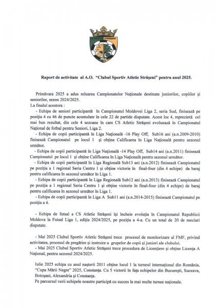 Raport de activitate 2025